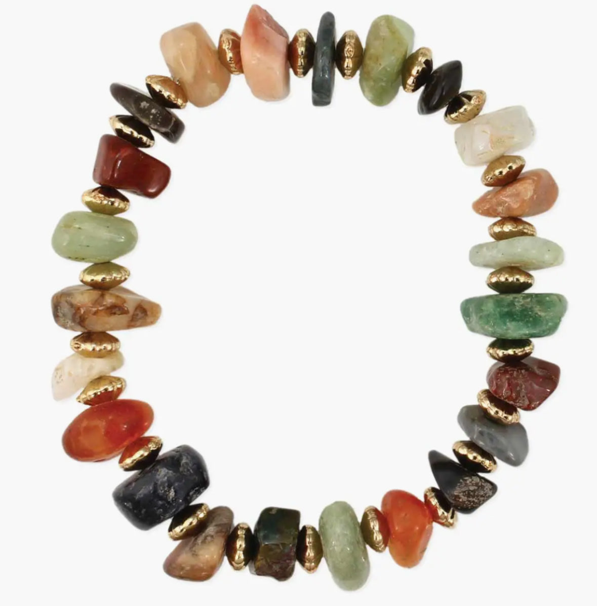 Multi Natural Agate Chip Stretch Bracelet